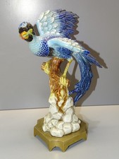 -SUPERBE OISEAU LYRE CERAMIQUE SUR SOCLE LAITON Signé Fabrique à définir   D