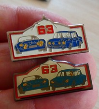 LOT 2 PIN'S VOITURE RENAULT ALPINE A 110 R 8 GORDINI PLAQUE CLUB 63 AUVERGNE