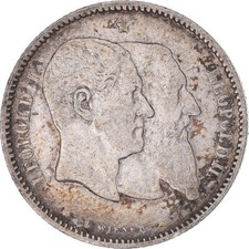 [#849396] Coin, Belgium, Leopold II, Franc, 1880, AU, Silver, KM:38