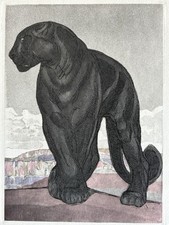 PAUL JOUVE GRAVURE ANIMALIERE ART DECO Panthère Noire Black Panther