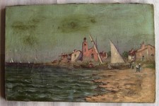 Ancien tableau signé Bellac huile sur toile fin 19ème début 20ème marine