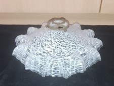 Ancien Abat-jour/  Suspension Pâte De Verre Blanc 12 Ergots  + Griffe