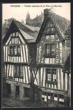 CPA Fougères, Vieilles maisons de la Place du Marchix 