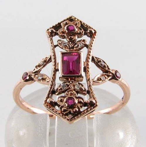 Long bague art déco rose - déco,