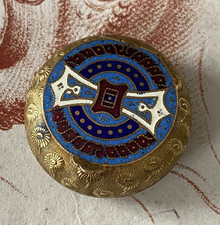 Poudrier à Miroir Boite Ancienne Laiton Emaillé Paquerettes XIXè