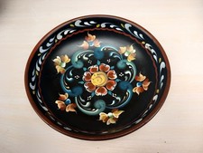 Grand bol norvégien en bois peint à la main mesurant 20 cm de diamètre TBE