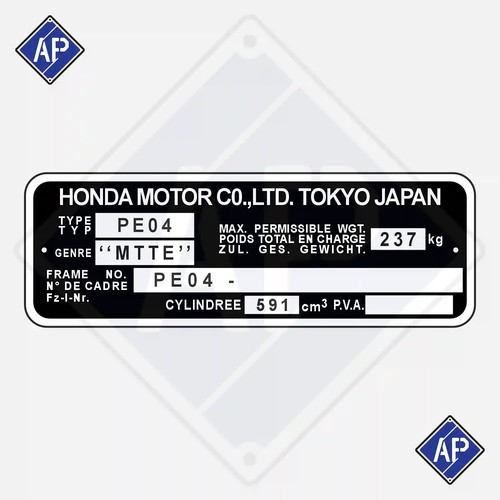 Plaque cadre honda pe04 - honda,