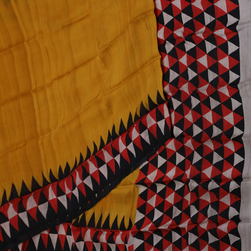 Sari vintage jaune moutarde - jaune,