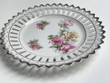 4 petites assiettes anciennes à dessert en porcelaine ajourées décor fleurs SAXE