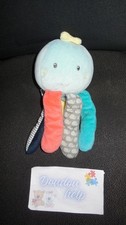doudou peluche pieuvre poulpe bleu gris rouge PUSBLU DM
