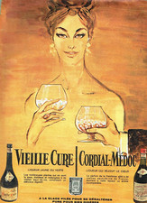 Publicité Advertising 25.03. 1960 liqueur jaune verte Vieille Cure Cordial Médoc