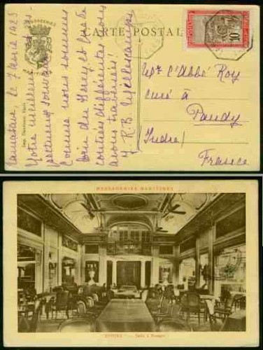 Madagascar 1923 ship view - , card