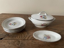 VINTAGE Dînette soupière et assiettes décor FLEURS