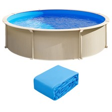 Revêtement de Piscine Ronde Doublure Style Unibead 460x120 cm Couleur Unie