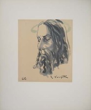 Léonard Tsuguharu FOUJITA : Le Christ, Gravure originale sur bois SIGNEE (1966)