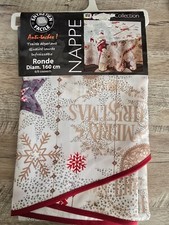 Noël Nappe Merry Christmas fantaisie décorative ronde diamètre 160 cm anti tâche