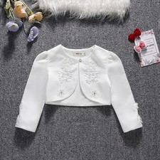 Bébé Fille Blanc Boléro Cape Veste Cardigan Robe Soirée Haut Dentelle