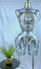 White Beaded Crochet Lingerie