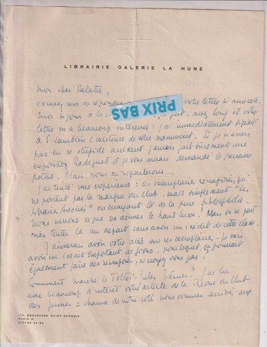 Lettre autographe signée