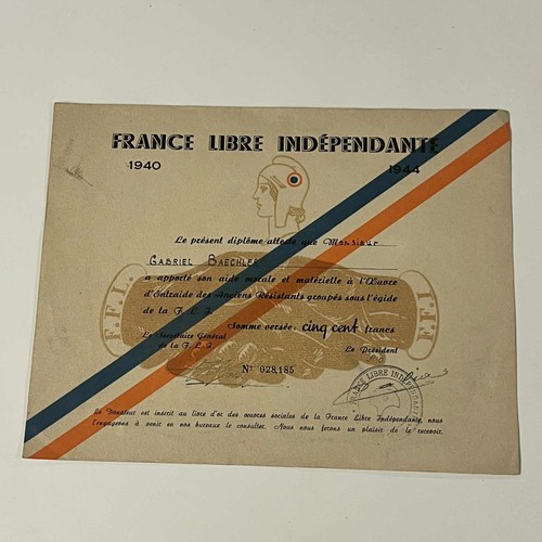 Diplôme resistant 1940 - d'un,