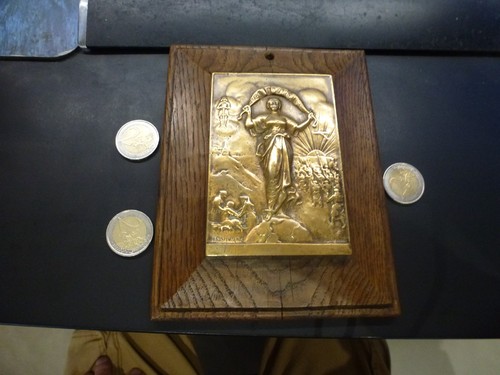 Plaque médaille bronze doré - médaille,