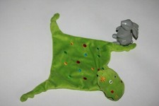DOUDOU CARREBLANC  CROCODILE DRAGON DINOSAURE PLAT VERT POIS ROUGE BLEU JAUNE