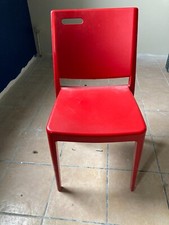 4 Chaises Clip Rouge Archi Grosfillex à emboitement