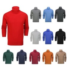Hommes Pull Col Roulé Coton Doux Fin Tricoté Haut Tortue Polo Pull