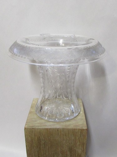 Antique cut crystal glass vase - crystal,
