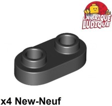 Lego 4x Plate Modified plaque arrondie 1x2 2 trous studs noir/black 35480 NEUF