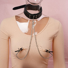 Collier Chaine et Pince à Mamelon Tétons Réglables Mammaires Esclave Accessoire