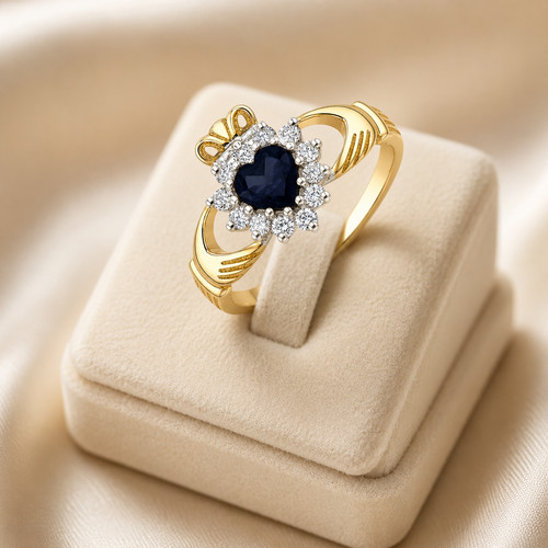 Bague plaquette saphir bleu - , en