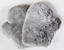 Fourrure Gants Fourrure Moufles Chaud Hiver Paire Lapin Doublé Nature Gris Neige