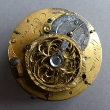 Mouvement de montre de gousset à coq 18e siècle + cadran Signé GAUTIER à Rouen