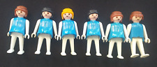 Lot de 6 Playmobil blanc avec tunique bleue vintage 1974