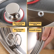 Couvercle de casserole en verre cuisson et ébullition évents vapeur intégrés