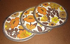 3 Diffuseurs de chaleur gaz gazinière vintage FLEURS orange marron jaune cuisine