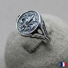 Chevalière Homme Argent 925 Fleur de Lys – Style Médiéval Classique