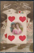 AB063 SURREALISM FANTASY WWI COUPLE PLAYING CARD GAME PHOTOMONTAGE pc