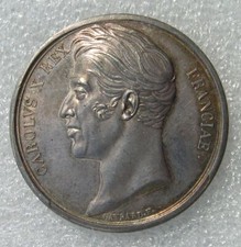 MEDAILLE ARGENT CHARLES X   VISITE DU ROI à AMIENS en 1827