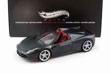 1:18 Hot Wheels Elite Ferrari 458 Spider Noir Mat 2011