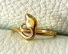 BAGUE Plaqué OR SERPENT yeux