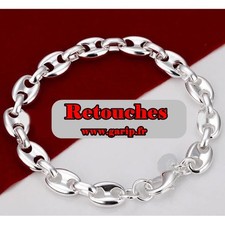 Bracelet grains de café plaqué argent 925 20 cm 8 mm mixte homme femme