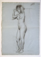 DESSINS au fusain, NU & PORTRAIT féminin, cir. 1918 Charcoal Drawing female nude