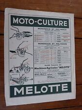 prospectus catalogue agricole : moto culture MELOTTE monococs et polysocs