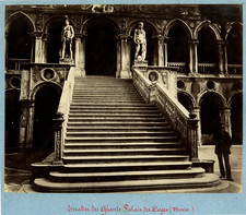 Italie, Venise, Escalier des Géants, Palais des Doges Vintage albumen print.  