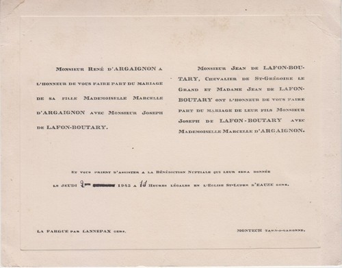 1943 faire part mariage - 1943,