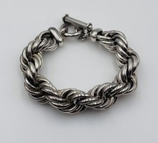Bracelet Unisexe En Argent Sterling Vintage Large Chaîne À Corde 17Mm