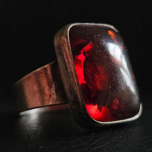Bague argent massif ambre - massif,