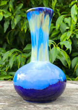 Petit vase en grès émaillé flammé signé ALPHO dégradés de bleu Alphonse Mouton